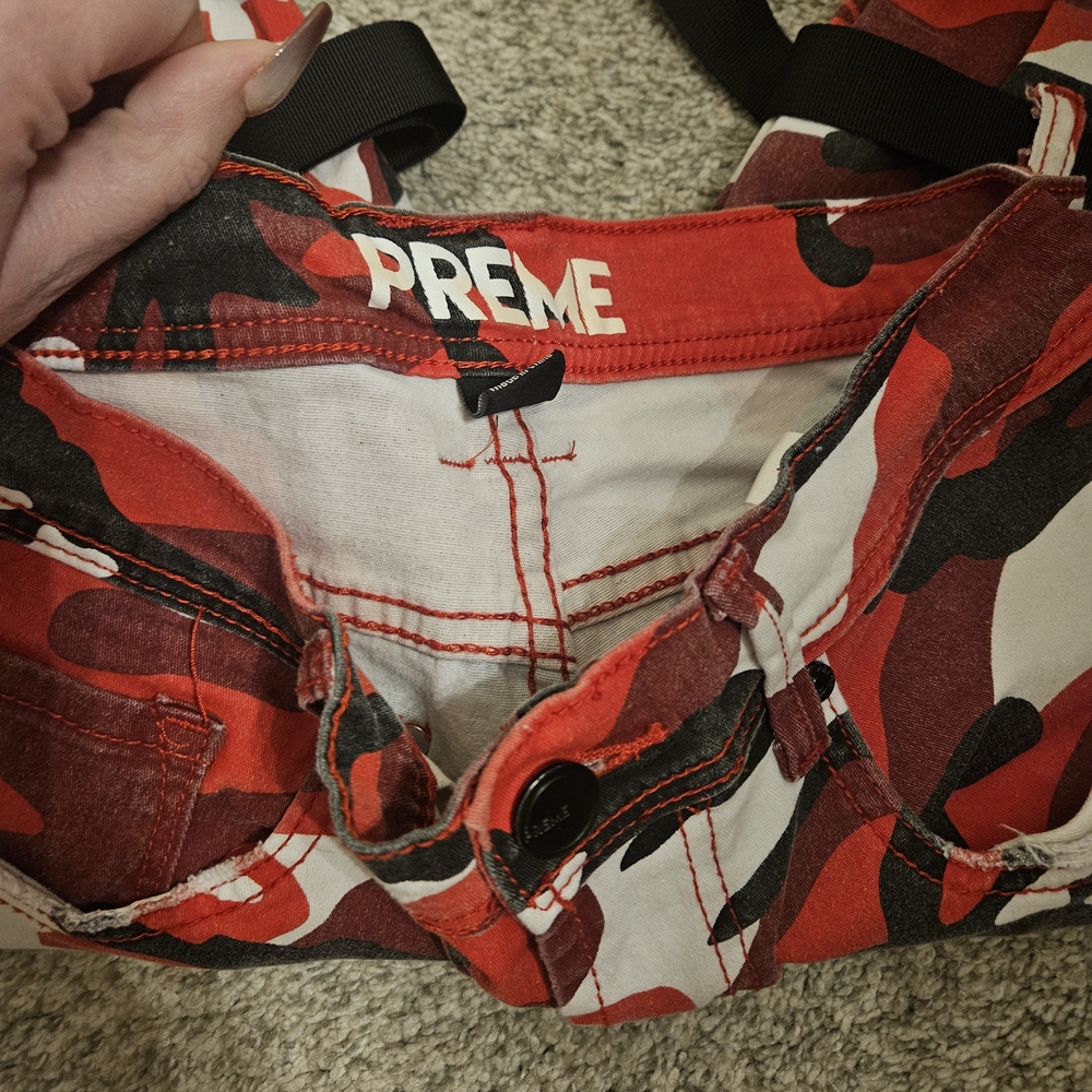 Preme Red Camo Men's Jean Shorts - Picture 3 of 4